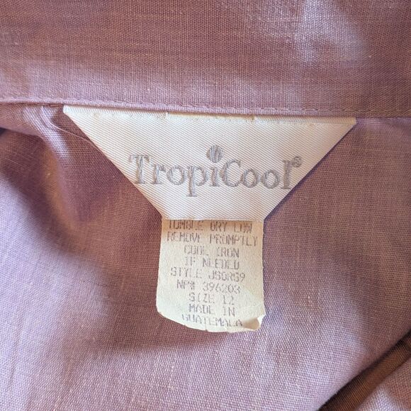 Vintage 80s TropiCool Lavender Purple Shirt Dress Cotton Midi Size 12 - Picture 8 of 15